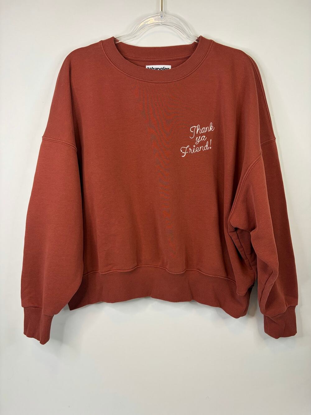 Wrangler Ladies Lainey Wilson Thank Ya Friend Henna Sweatshirt Size Medium